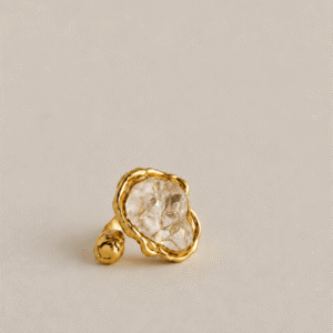 Bague Sylvie N.04 plaqué or, perle artisanale en verre soufflé, pièce unique et organique