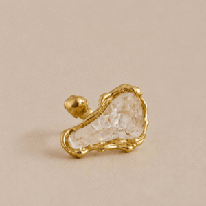 Bague Sylvie N.02 en verre soufflé plaqué or, bijou fait main aux formes irrégulières